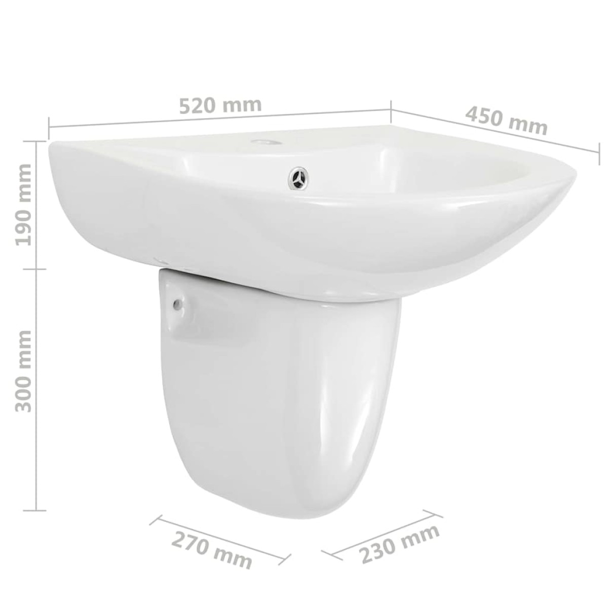 vidaXL Λεκάνη Λευκό 52 x 45 x 49 εκ Γυαλιστερή Κεραμική