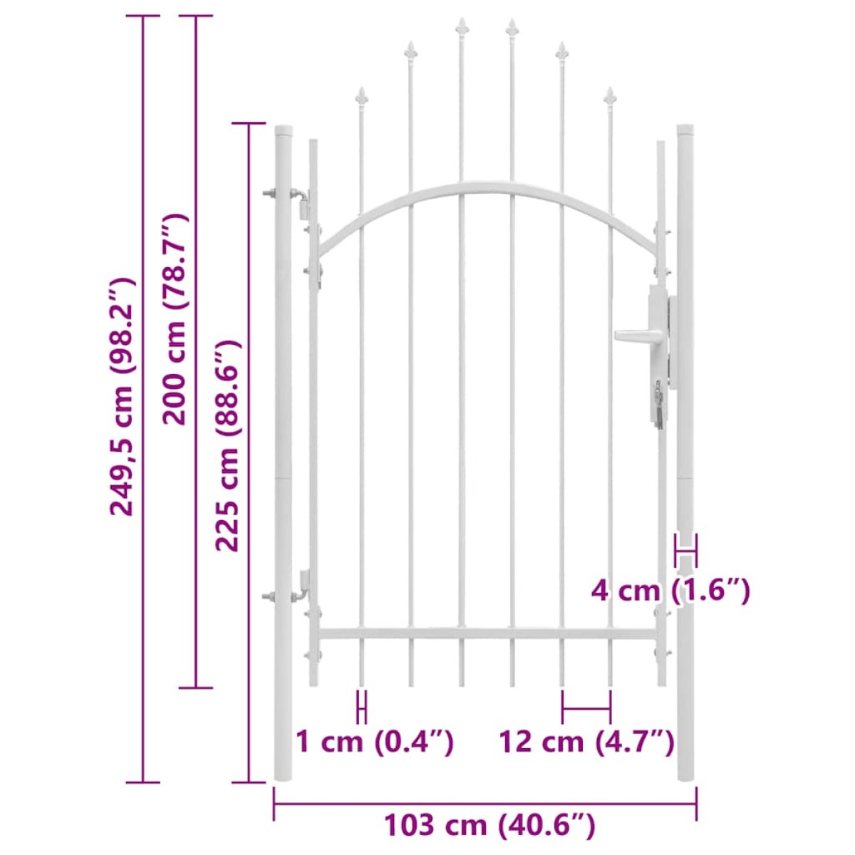 vidaXL Πόρτα Κήπου Woerden Ατσάλινη 1 x 2,45 μ. Λευκή