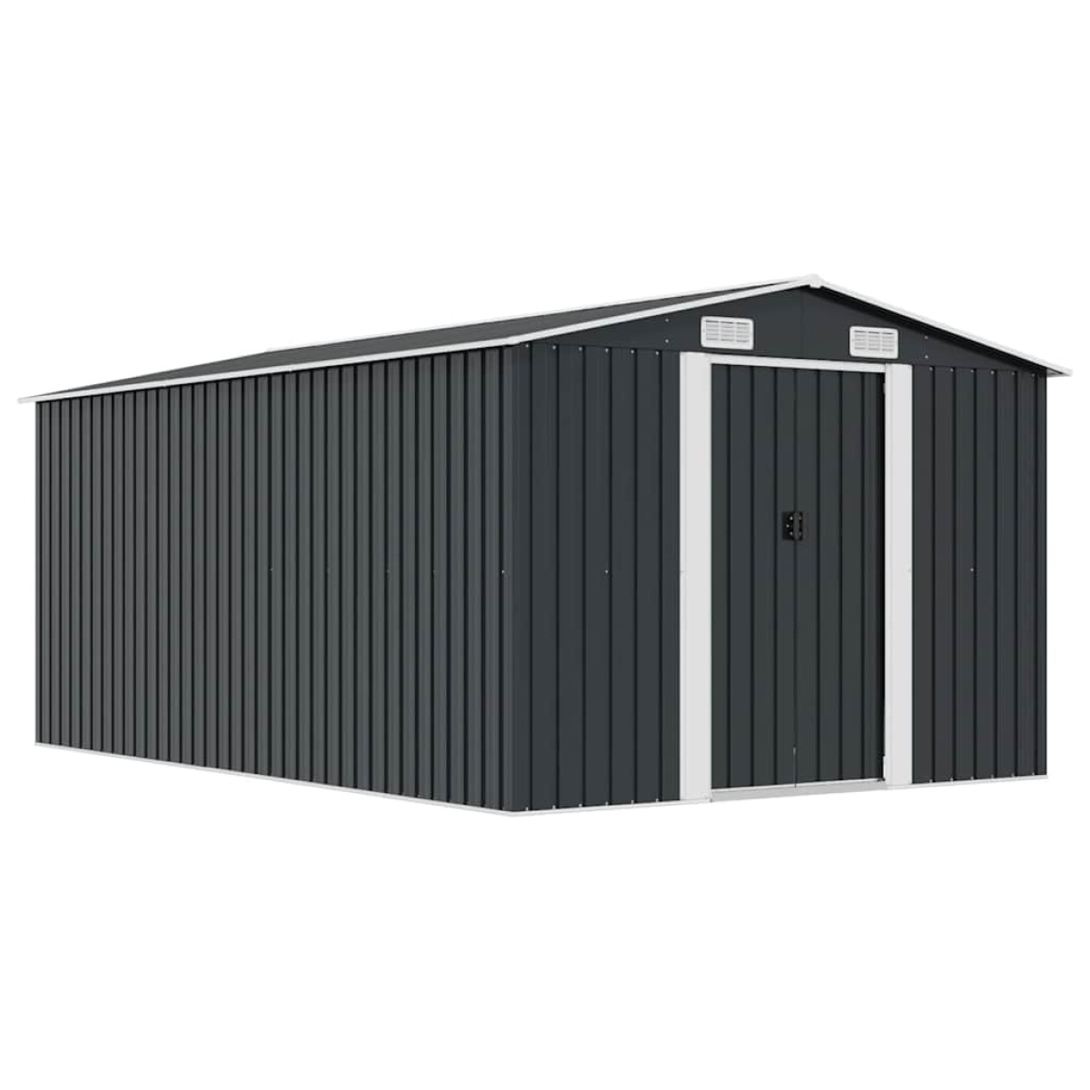 vidaXL Αποθήκη Κήπου Ανθρακί 257 x 392 x 181 εκ. από Μέταλλο