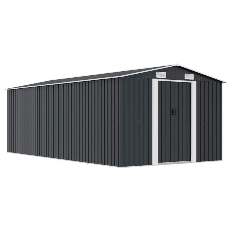 vidaXL Αποθήκη Κήπου Ανθρακί 257 x 489 x 181 εκ. από Μέταλλο