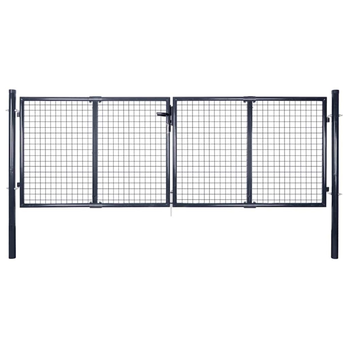 vidaXL Πόρτα Περίφραξης με Πλέγμα Γκρι 289 x 100 εκ. Γαλβαν. Χάλυβας