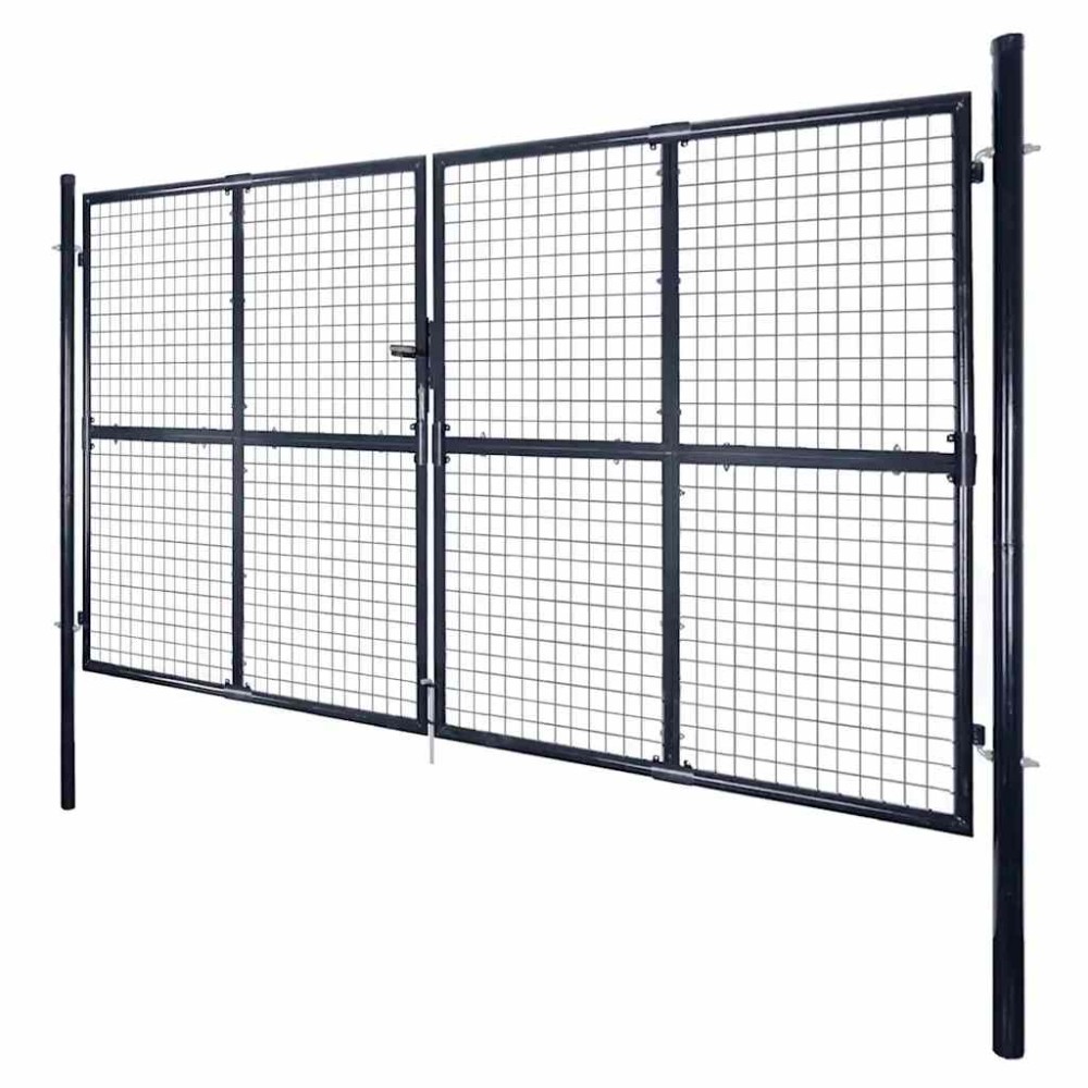 vidaXL Πόρτα Κήπου με Πλέγμα Γκρι 300x175 εκ. από Γαλβανισμένο Ατσάλι