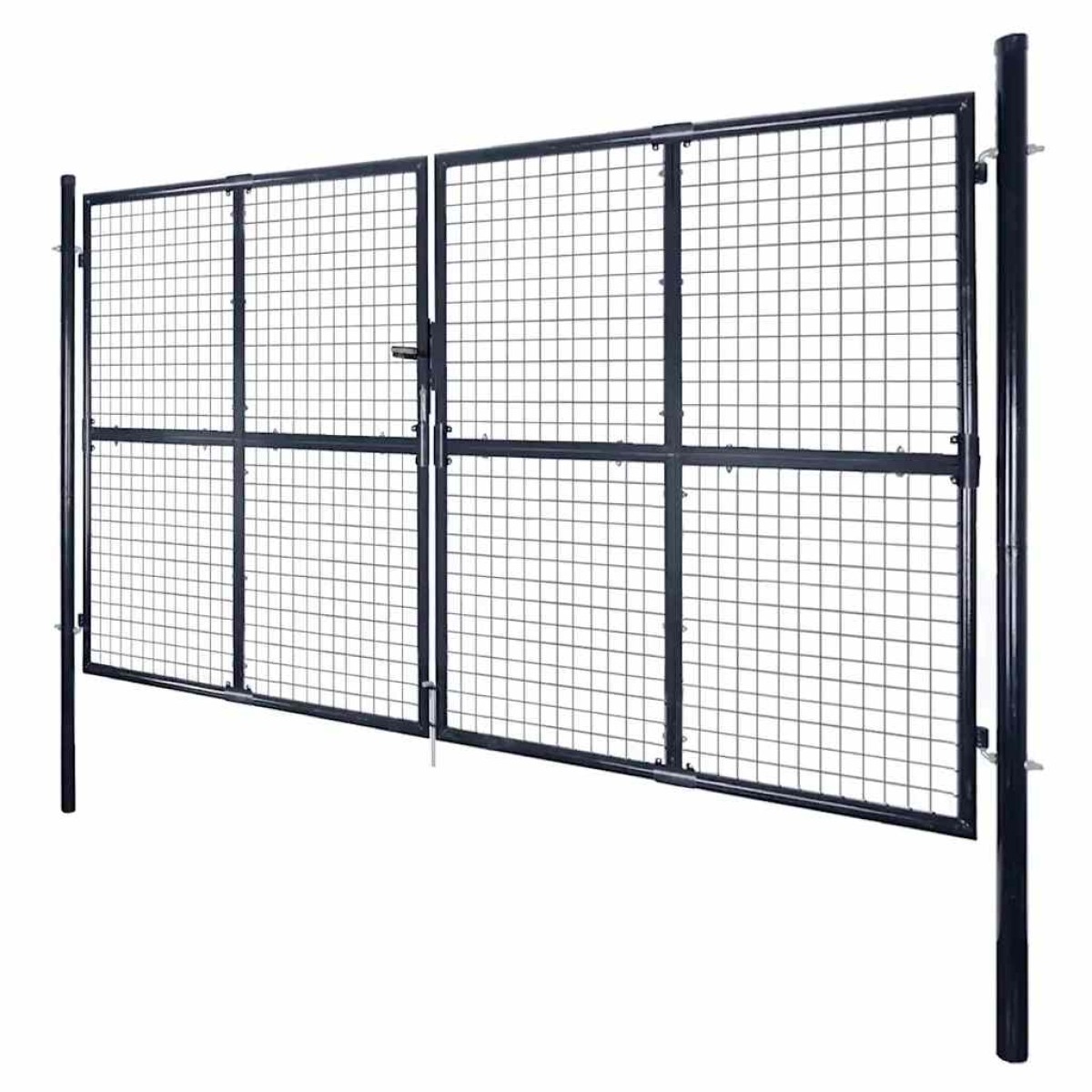 vidaXL Πόρτα Περίφραξης με Πλέγμα Γκρι 289 x 175 εκ. Γαλβαν. Χάλυβας