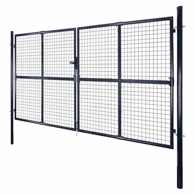 vidaXL Πόρτα Κήπου με Πλέγμα Γκρι 300x175 εκ. από Γαλβανισμένο Ατσάλι