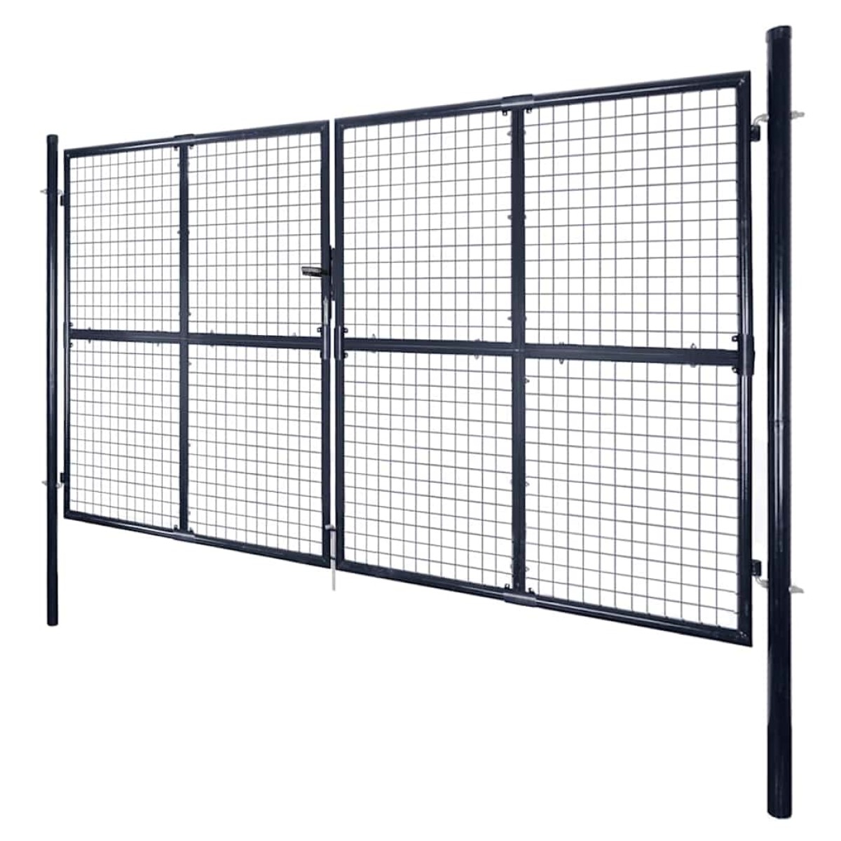vidaXL Πόρτα Περίφραξης με Πλέγμα Γκρι 289 x 200 εκ. Γαλβαν. Χάλυβας