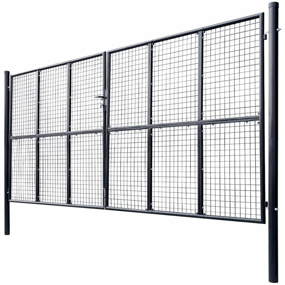 vidaXL Πόρτα Κήπου με Πλέγμα Γκρι 400x175 εκ. από Γαλβανισμένο Ατσάλι