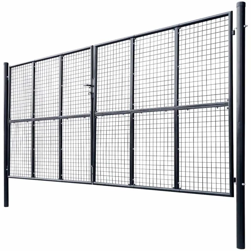 vidaXL Πόρτα Κήπου με Πλέγμα Γκρι 400x175 εκ. από Γαλβανισμένο Ατσάλι
