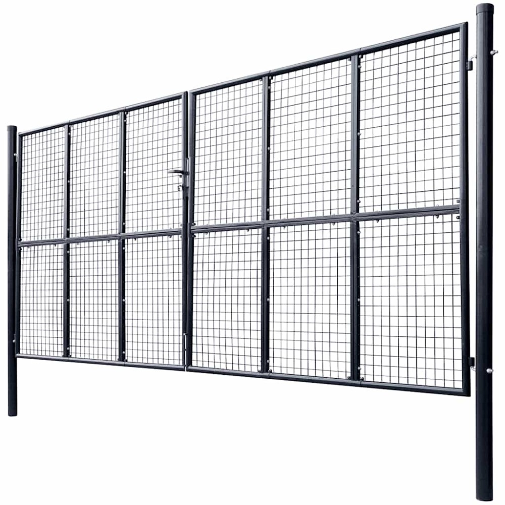 vidaXL Πόρτα Κήπου με Πλέγμα Γκρι 400x200 εκ. από Γαλβανισμένο Ατσάλι