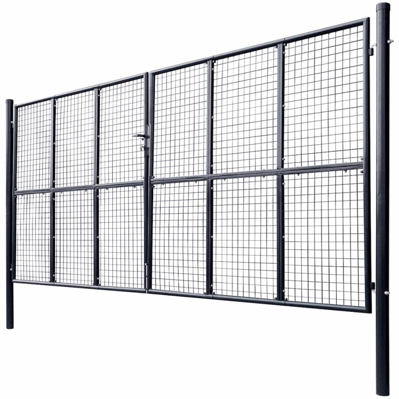vidaXL Πόρτα Κήπου με Πλέγμα Γκρι 400x200 εκ. από Γαλβανισμένο Ατσάλι