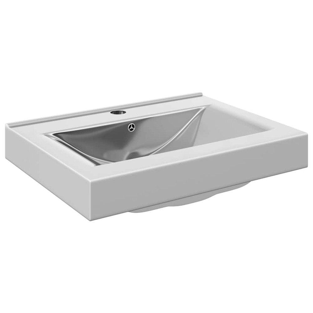 vidaXL Νιπτήρας με Οπή Υπερχείλισης Ασημί 60 x 46 x 16 εκ. Κεραμικός