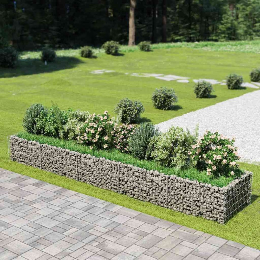 vidaXL Συρματοκιβώτιο-Γλάστρα Υπερυψωμένη 450x90x50 εκ. Γαλβ. Χάλυβας