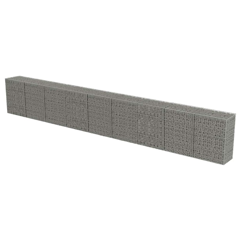 vidaXL Συρματοκιβώτιο Τοίχος 900x50x100 εκ. Γαλβαν.Χάλυβας + Καλύμματα