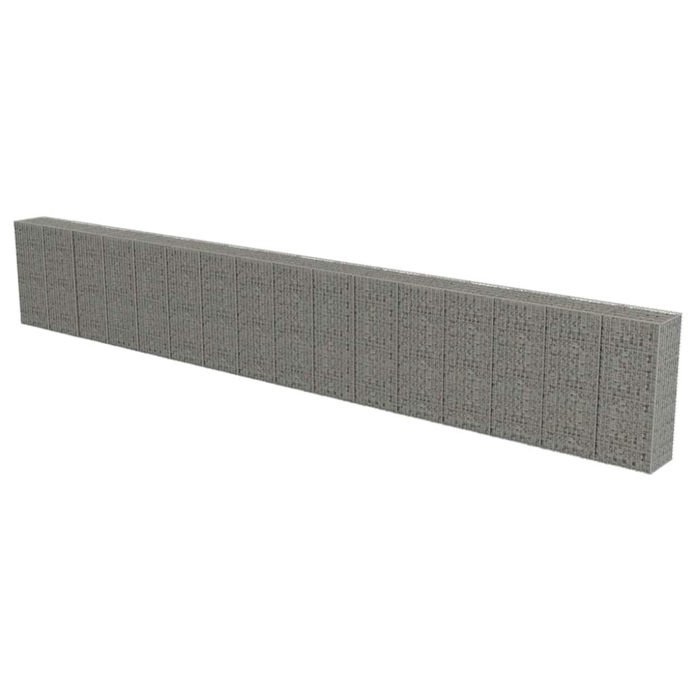vidaXL Συρματοκιβώτιο Τοίχος 900x50x150 εκ. Γαλβαν.Χάλυβας + Καλύμματα