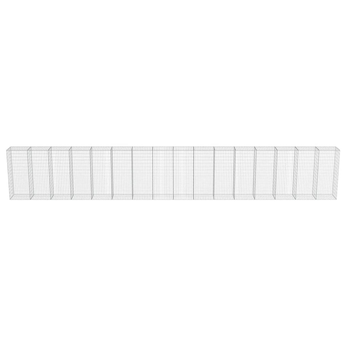 vidaXL Συρματοκιβώτιο Τοίχος 900x50x150 εκ. Γαλβαν.Χάλυβας + Καλύμματα