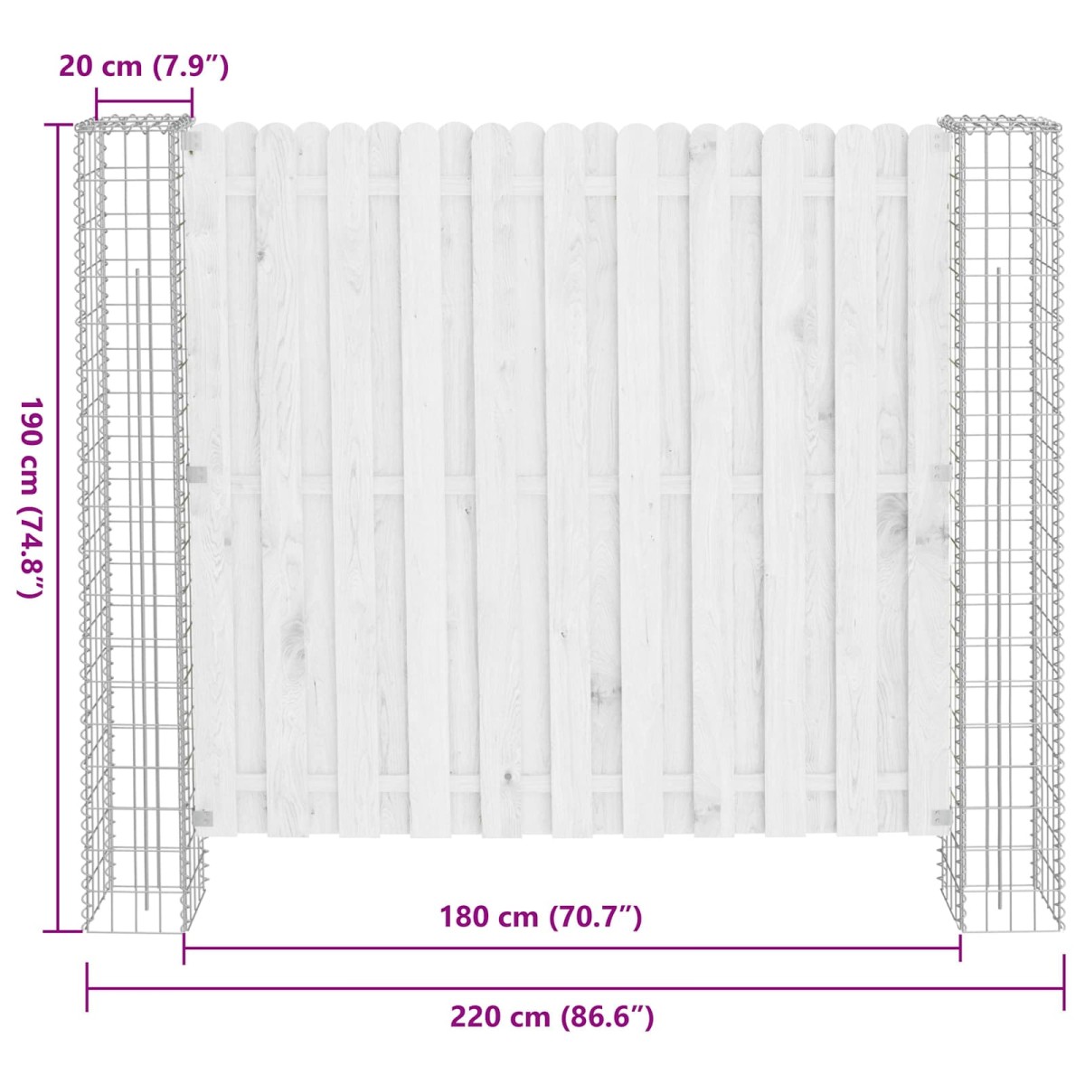 vidaXL Στύλος Περιφράξεων 2 τμχ. 20 x 20 x 190 εκ. Μέταλλο Ασημί
