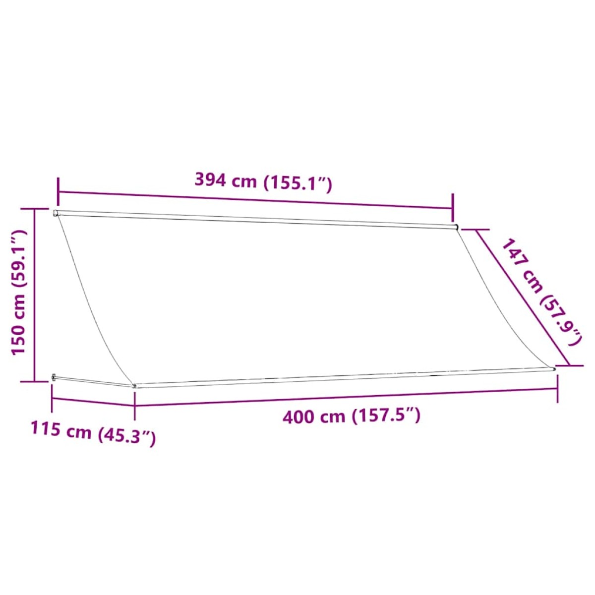 vidaXL Τέντα Συρόμενη Μπλε / Λευκό 400 x 150 εκ.
