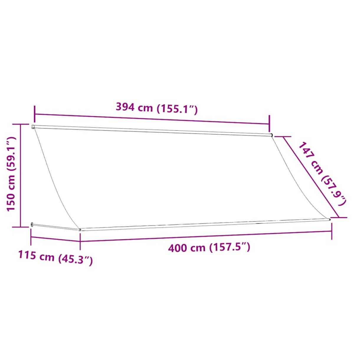 vidaXL Τέντα Συρόμενη Κίτρινο / Λευκό 400 x 150 εκ.