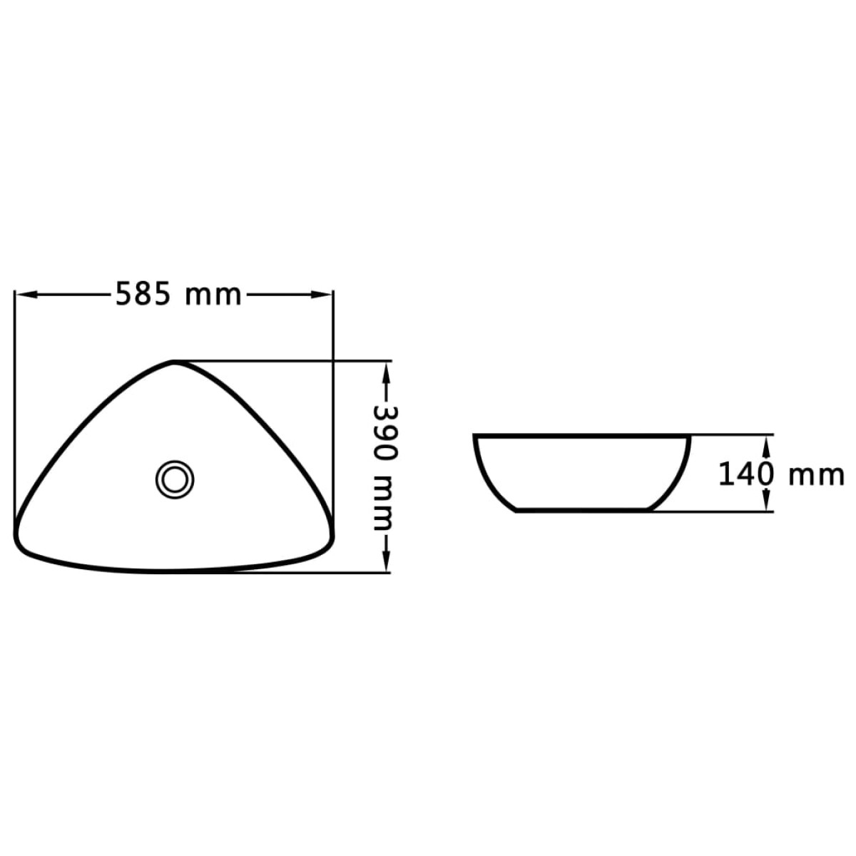 vidaXL Νιπτήρας Μαύρος 58,5 x 39 x 14 εκ. Κεραμικός