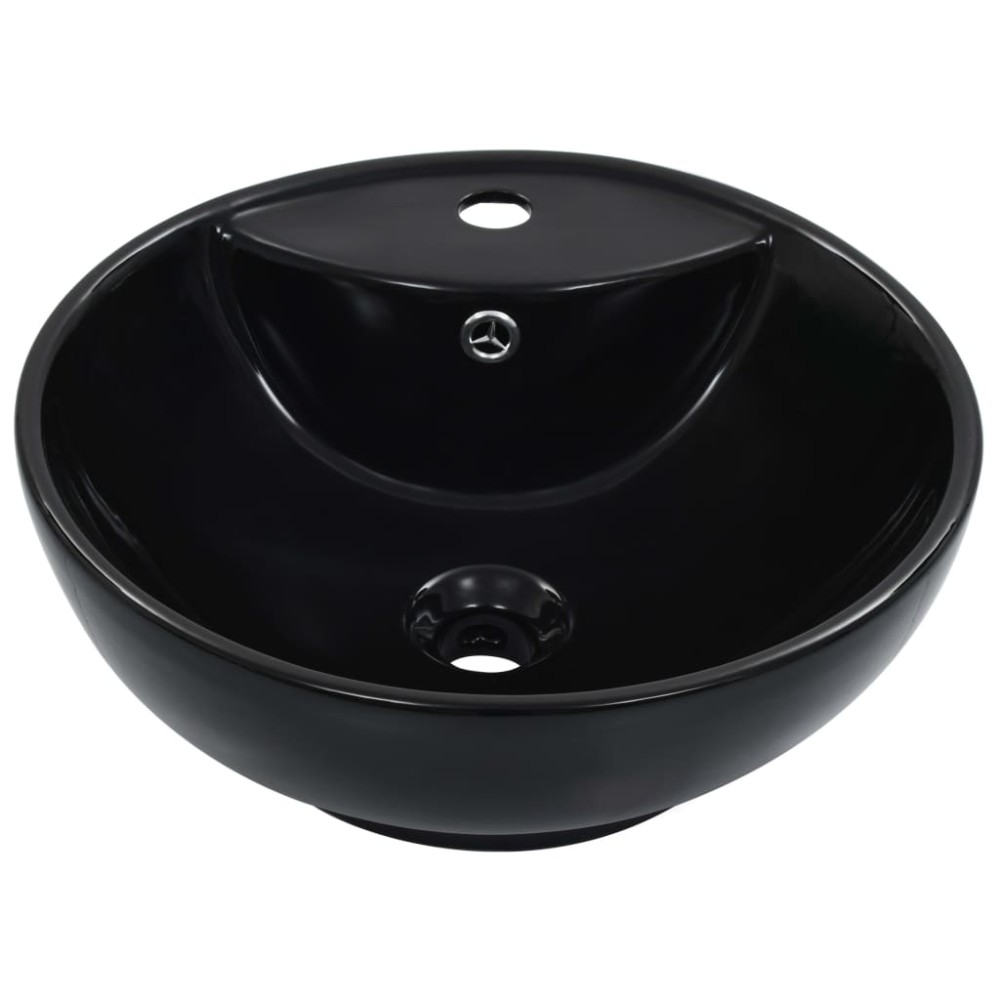 vidaXL Νιπτήρας με Οπή Υπερχείλισης Μαύρος 46,5 x 18 εκ. Κεραμικός