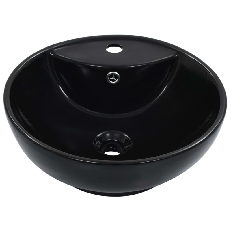 vidaXL Νιπτήρας με Οπή Υπερχείλισης Μαύρος 46,5 x 18 εκ. Κεραμικός