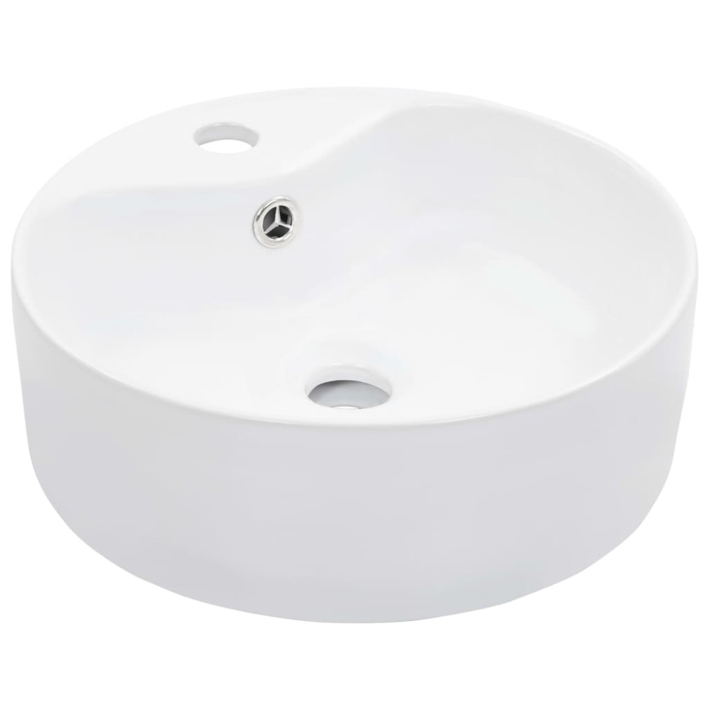 vidaXL Νιπτήρας με Οπή Υπερχείλισης Λευκός 36 x 13 εκ. Κεραμικός