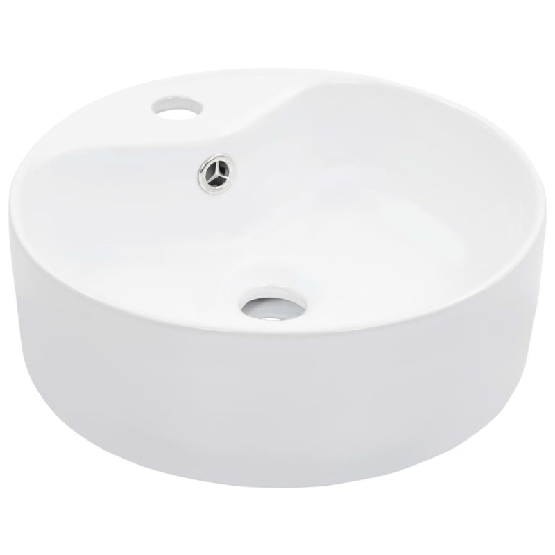 vidaXL Νιπτήρας με Οπή Υπερχείλισης Λευκός 36 x 13 εκ. Κεραμικός