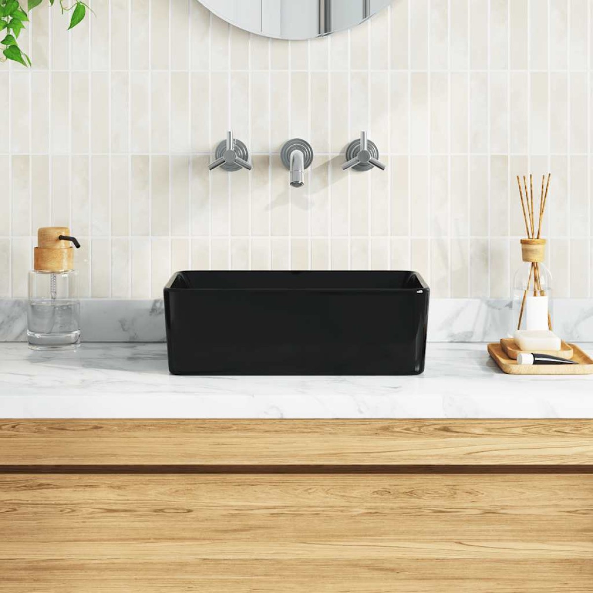 vidaXL Νιπτήρας Μαύρος 40 x 30 x 13 εκ. Κεραμικός