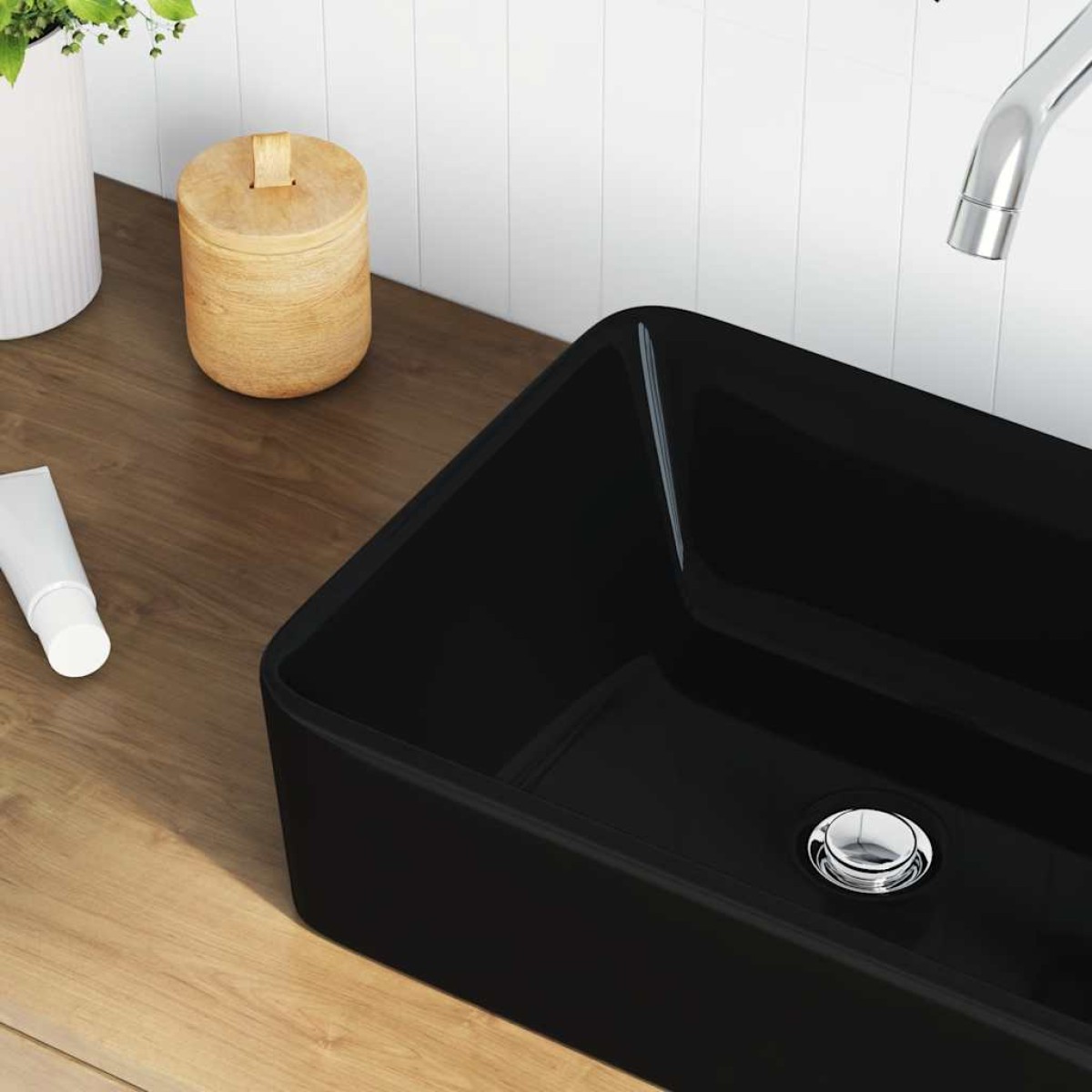 vidaXL Νιπτήρας Μαύρος 40 x 30 x 13 εκ. Κεραμικός