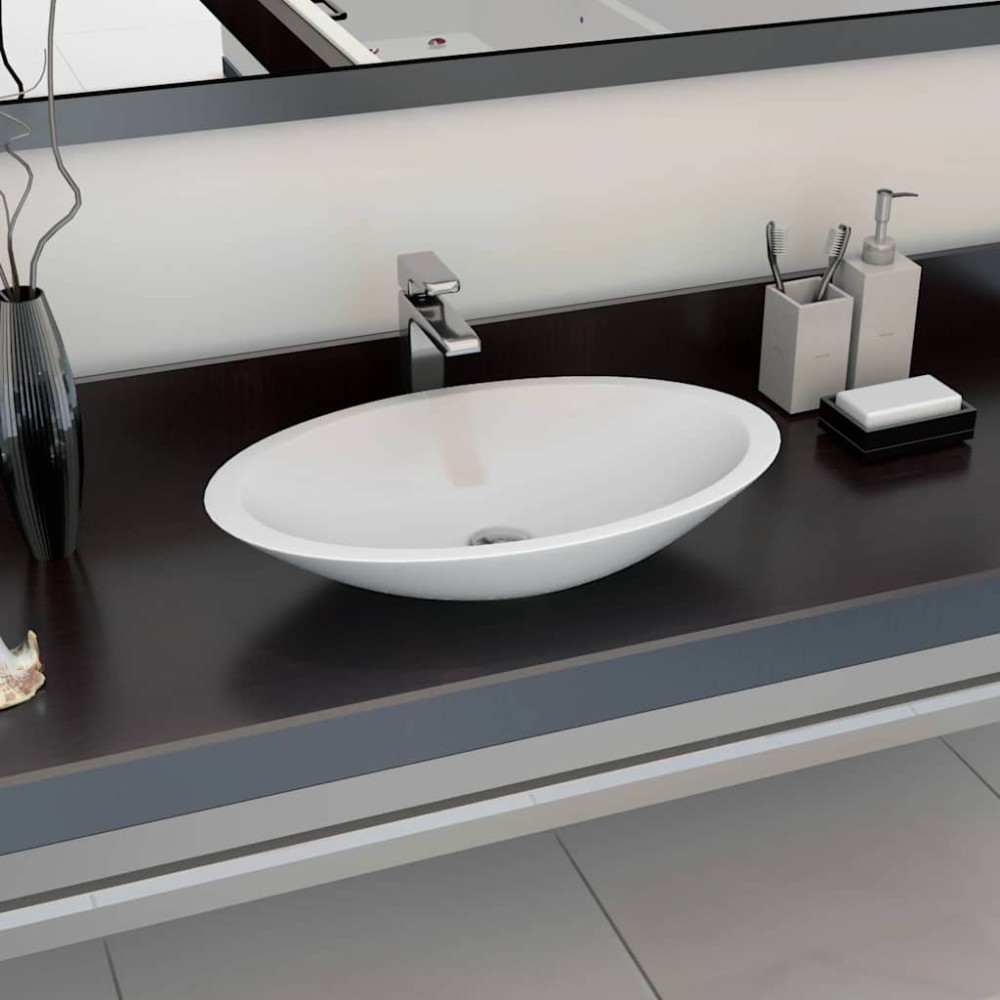 vidaXL Νιπτήρας Λευκός 59,3x35,1x10,7 εκ. Συνθετικός Τεχνητό Μάρμαρο