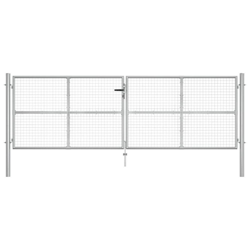 vidaXL Πόρτα Κήπου Ασημί 400x125 εκ. από Γαλβανισμένο Ατσάλι