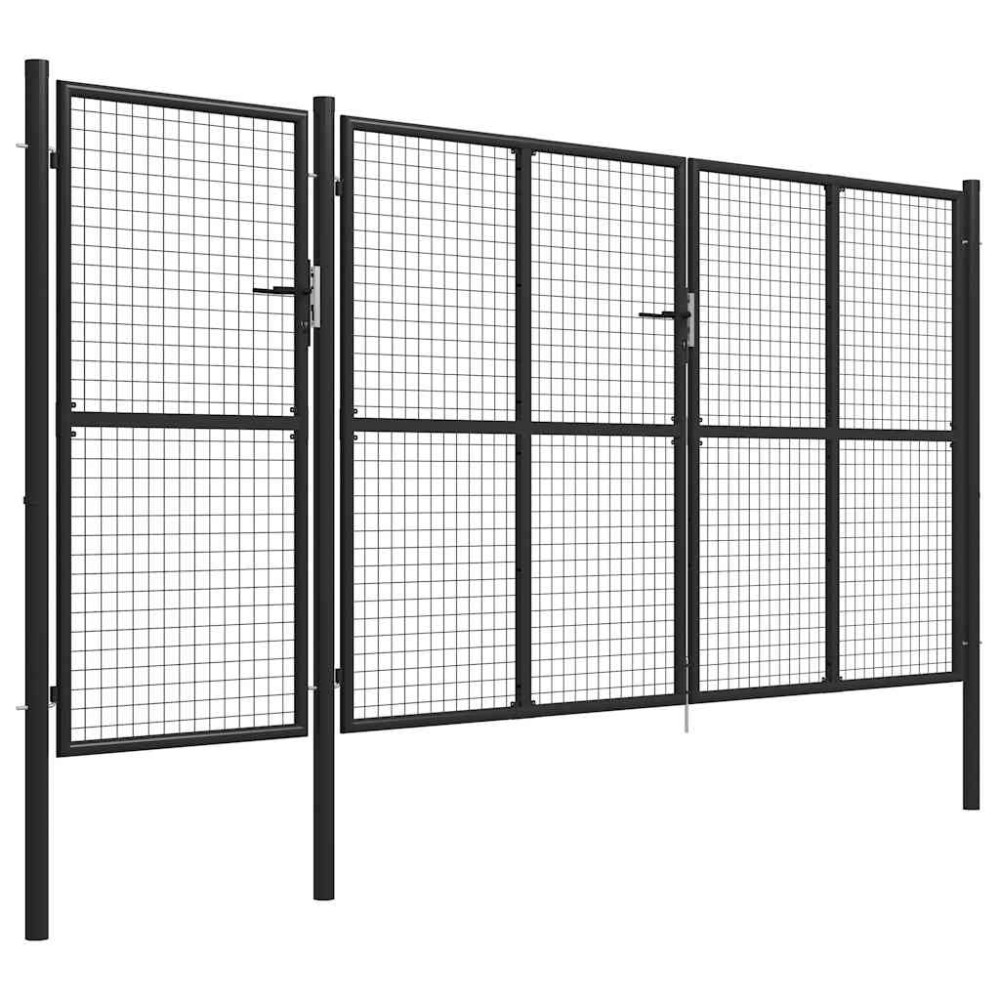 vidaXL Πόρτα Περίφραξης Κήπου Ανθρακί 400 x 150 εκ. Ατσάλινη