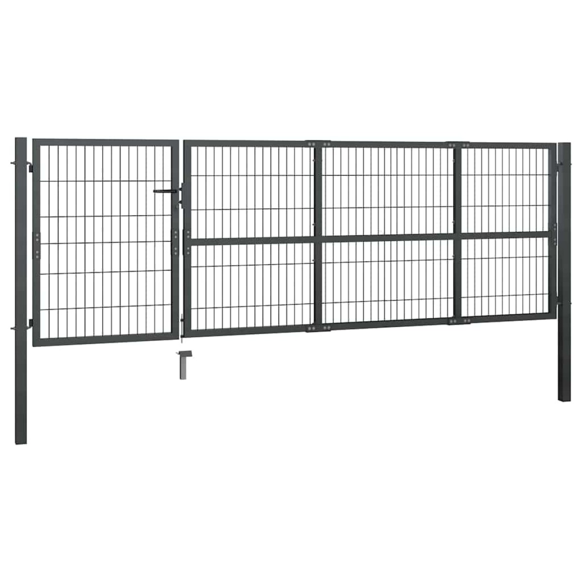 vidaXL Πόρτα Κήπου με Στύλους Ατσάλινη 350x100 εκ. Ανθρακί