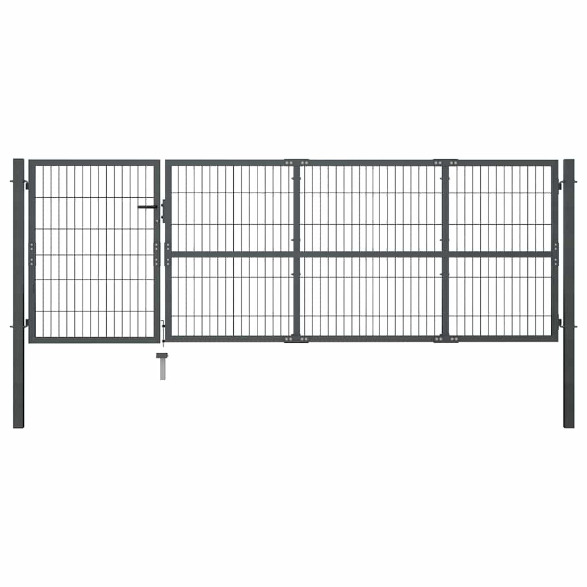 vidaXL Πόρτα Κήπου με Στύλους Ατσάλινη 350x100 εκ. Ανθρακί