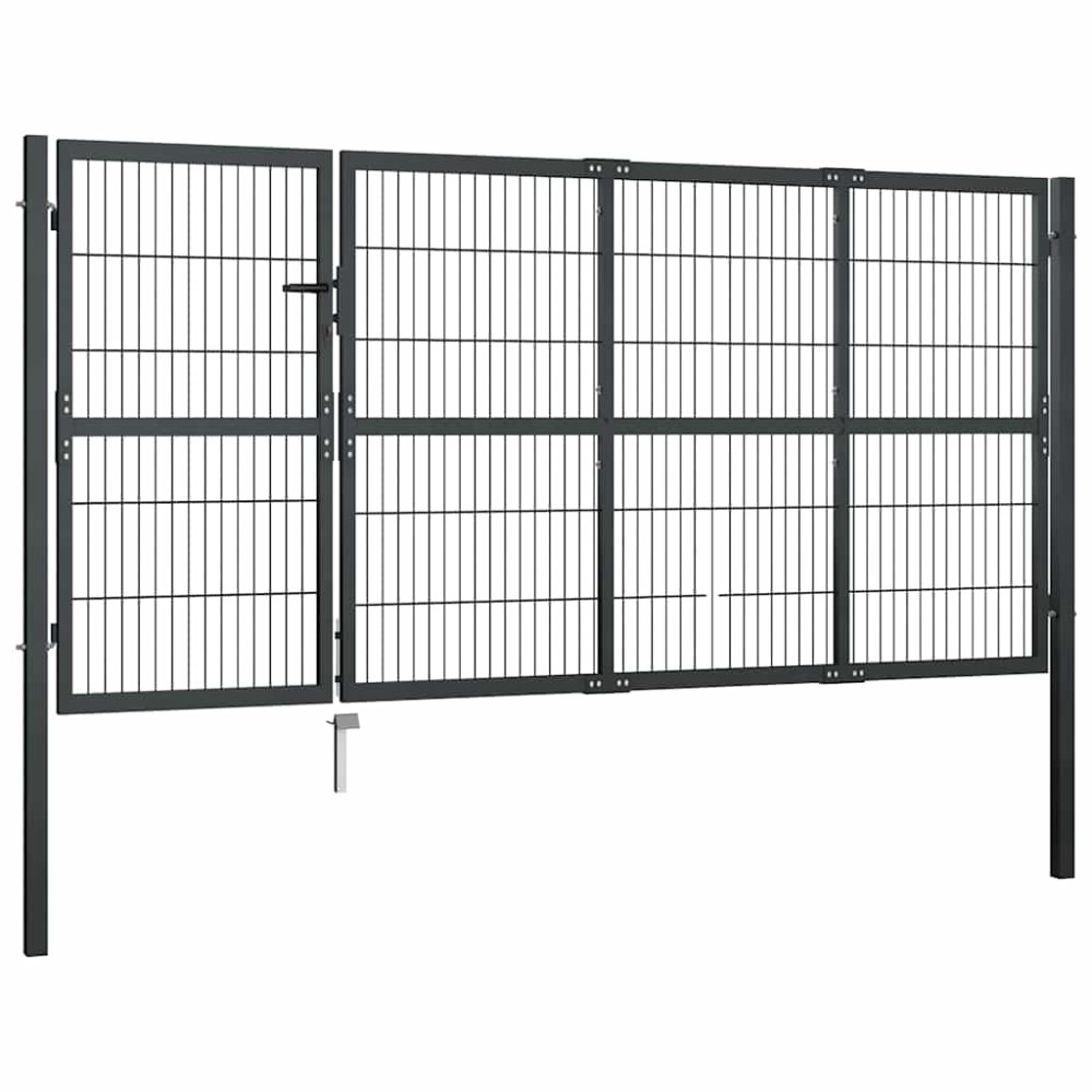 vidaXL Πόρτα Κήπου με Στύλους Ανθρακί Ατσάλι 350x120 εκ.