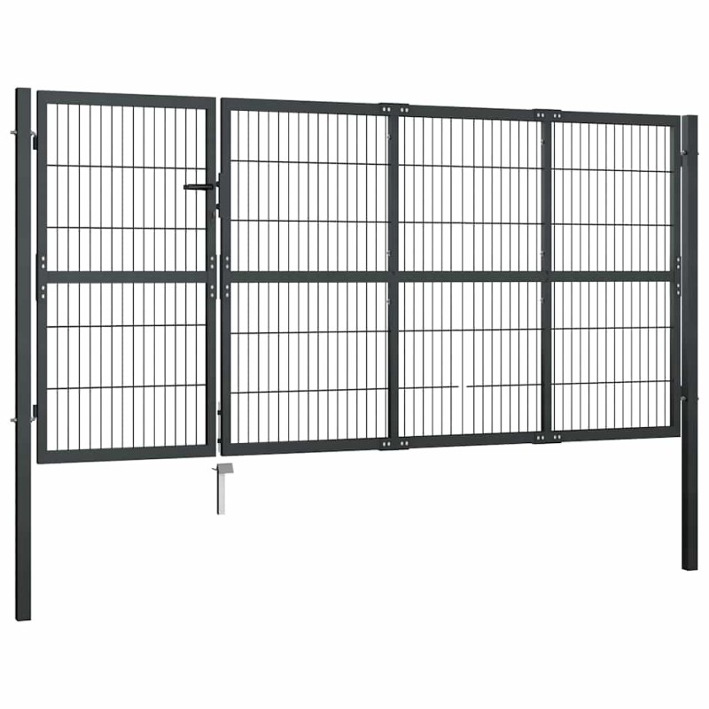 vidaXL Πόρτα Κήπου με Στύλους Ανθρακί Ατσάλι 350x120 εκ.