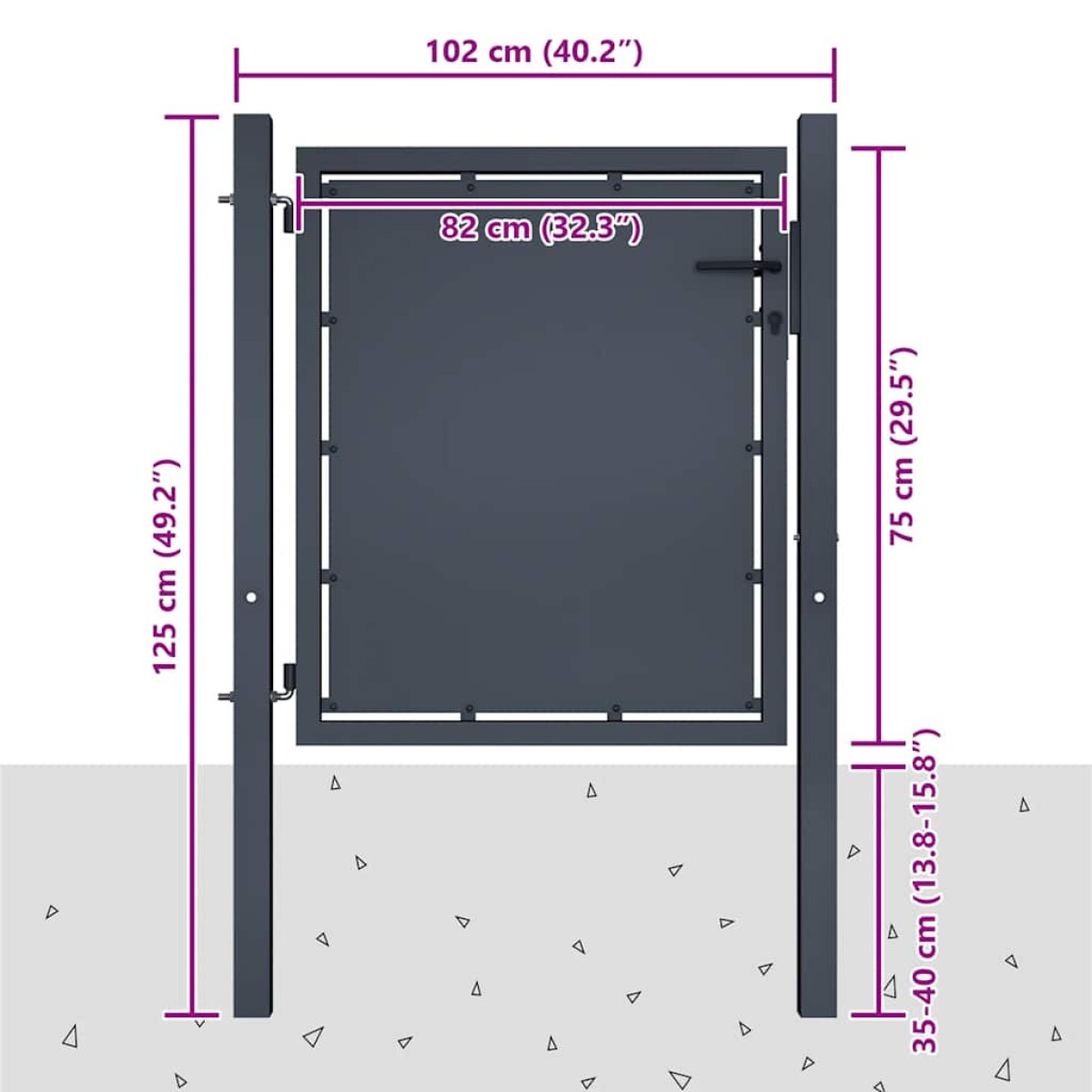 vidaXL Πόρτα Περίφραξης Κήπου Ανθρακί 100 x 75 εκ. Ατσάλινη