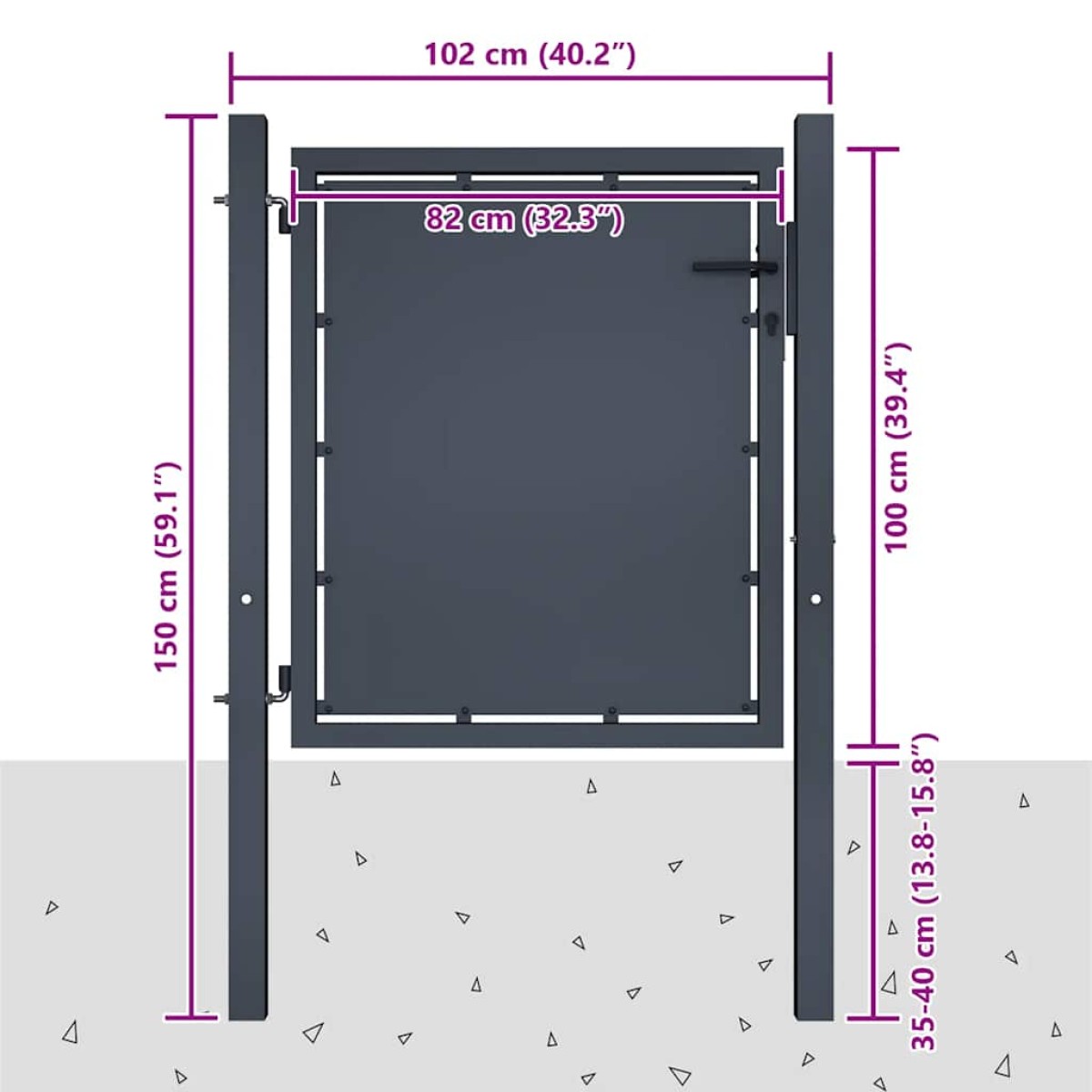 vidaXL Πόρτα Περίφραξης Κήπου Ανθρακί 100 x 100 εκ. Ατσάλινη
