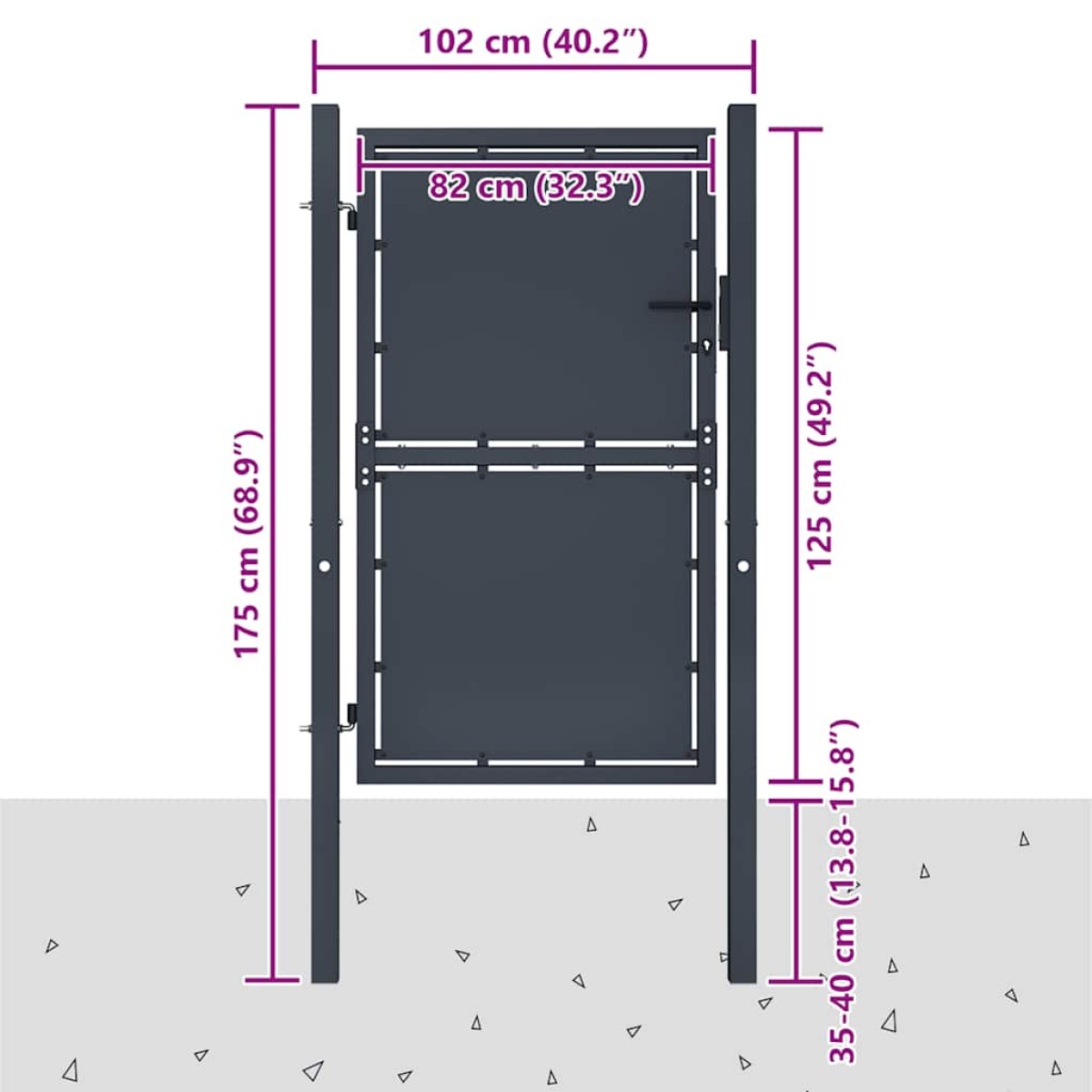 vidaXL Πόρτα Περίφραξης Κήπου Ανθρακί 100 x 125 εκ. Ατσάλινη