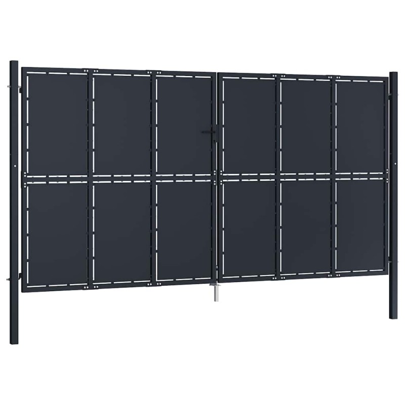 vidaXL Πόρτα Κήπου Ανθρακί 400x175 εκ. από Ατσάλι