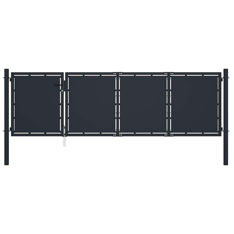 vidaXL Πόρτα Κήπου Ατσάλινη 350x100 εκ. Ανθρακί