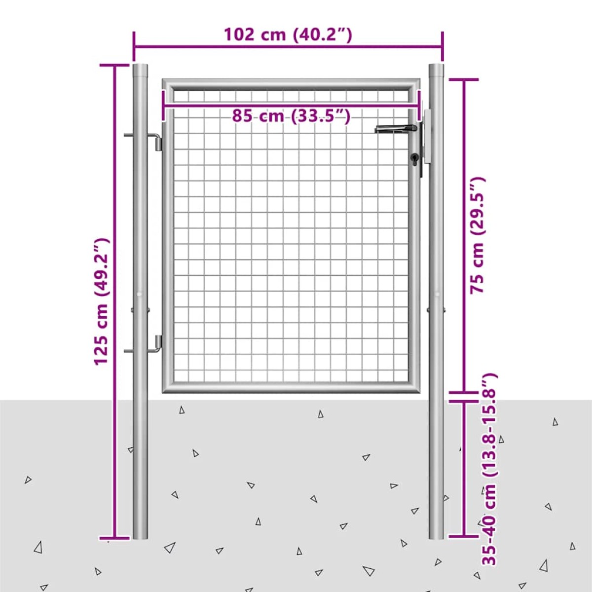 vidaXL Πόρτα Περίφραξης Ασημί 105 x 125 εκ. από Γαλβανισμένο Χάλυβα