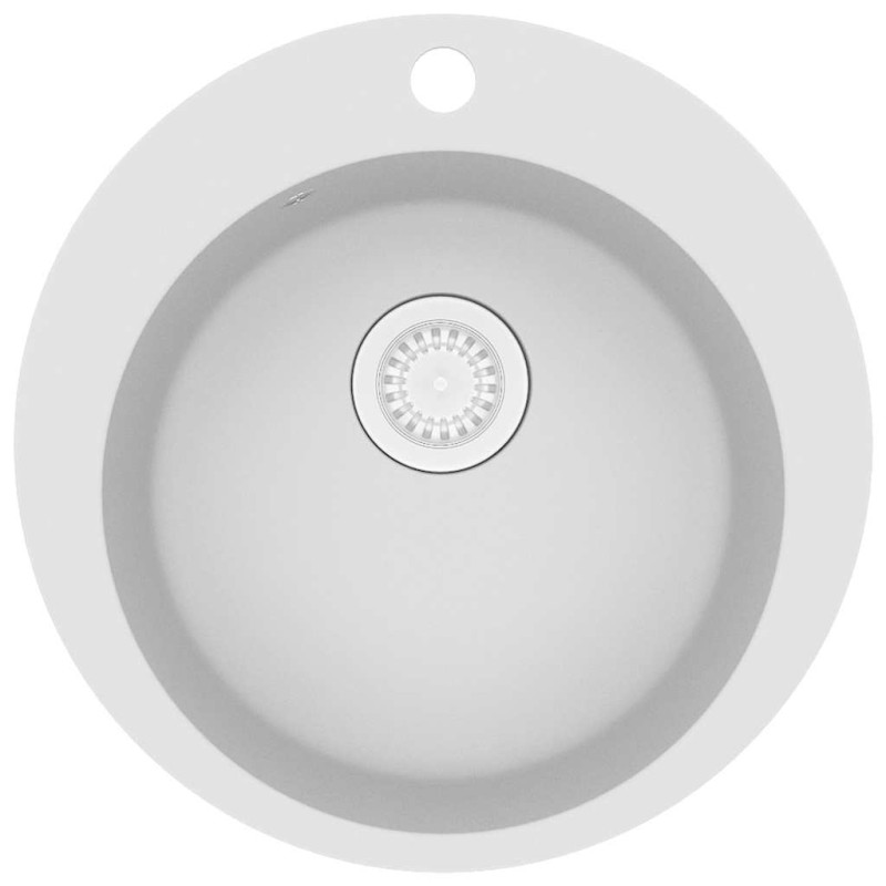 vidaXL Νεροχύτης με Μονή Γούρνα Στρογγυλός Λευκός Γρανιτένιος