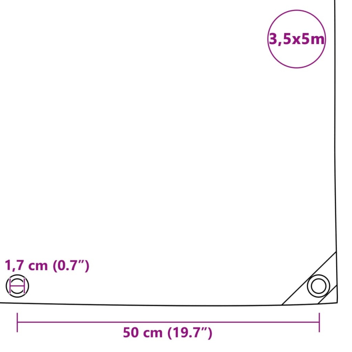 vidaXL Μουσαμάς Γκρι 3,5 x 5 μ. 650 γρ./μ.²