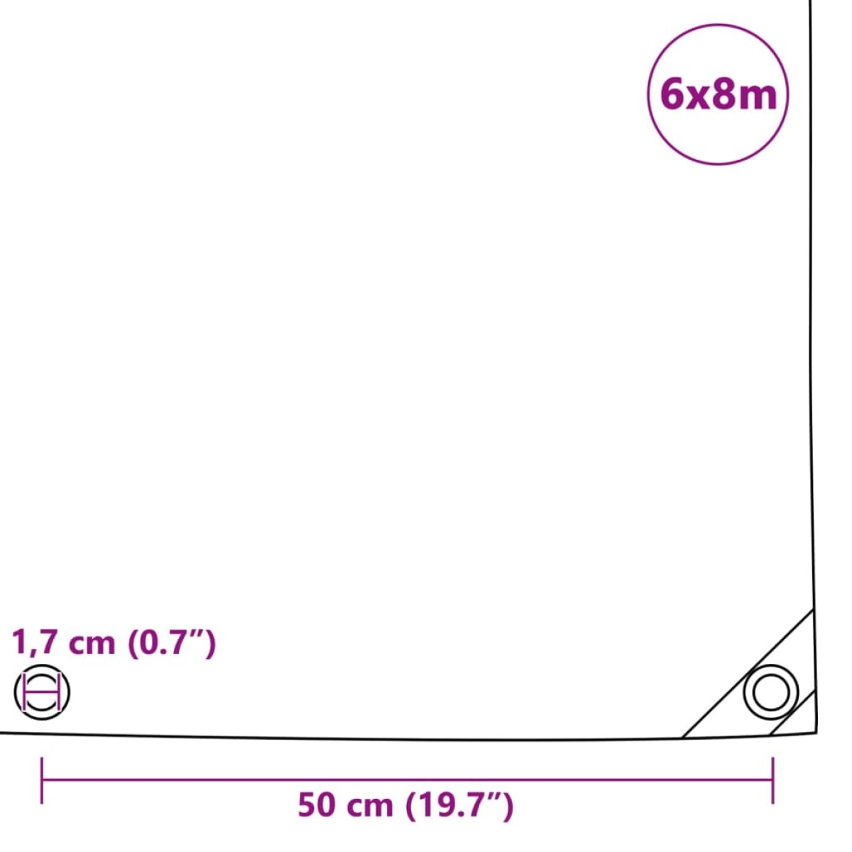 vidaXL Μουσαμάς Γκρι 6 x 8 μ. 650 γρ./μ.²