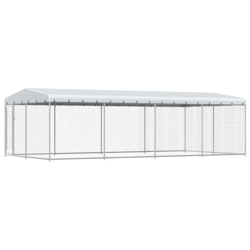 vidaXL Κλουβί Σκύλου Εξωτερικού Χώρου 7,6 x 3,8 x 2,3 μ. με Στέγαστρο