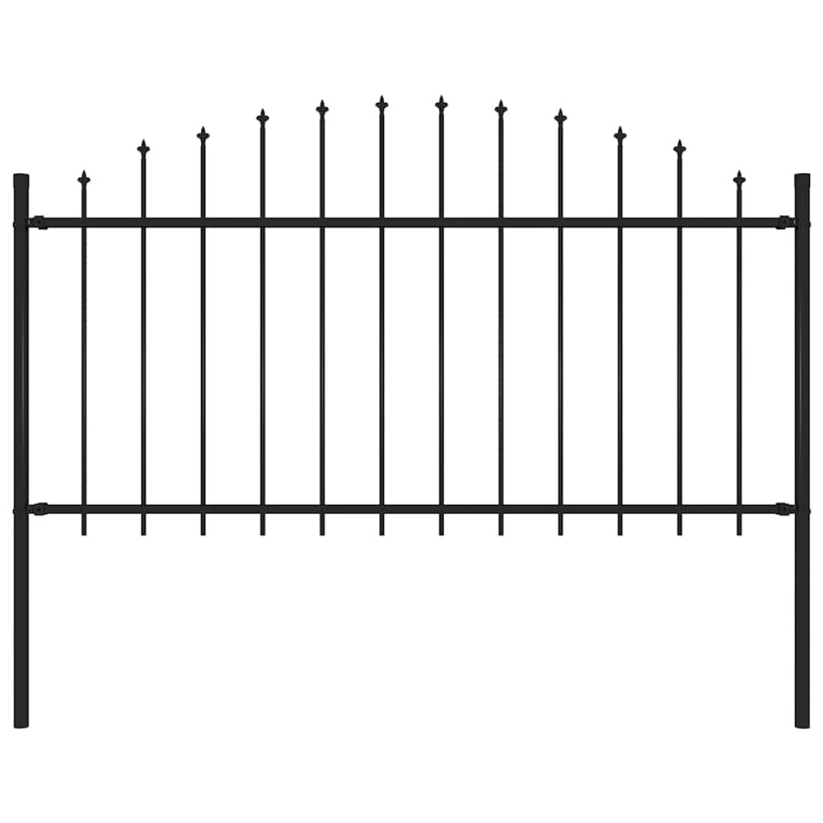 vidaXL Κάγκελα Περίφραξης με Λόγχες Μαύρα (1,25-1,5) x 1,7 μ. Ατσάλινα
