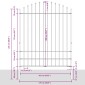 vidaXL Κάγκελα Περίφραξης με Λόγχες Μαύρα (1,75-2) x 1,7 μ. Ατσάλινα