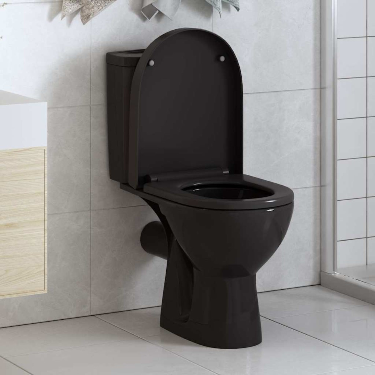 vidaXL Κάλυμμα Λεκάνης με Soft Close & Quick Release Μαύρο