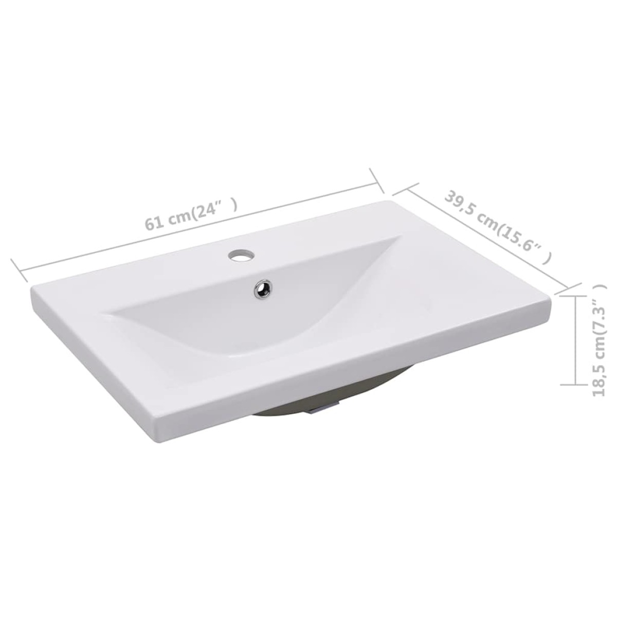 vidaXL Νιπτήρας Ένθετος Λευκός 61 x 39,5 x 18,5 εκ. Κεραμικός
