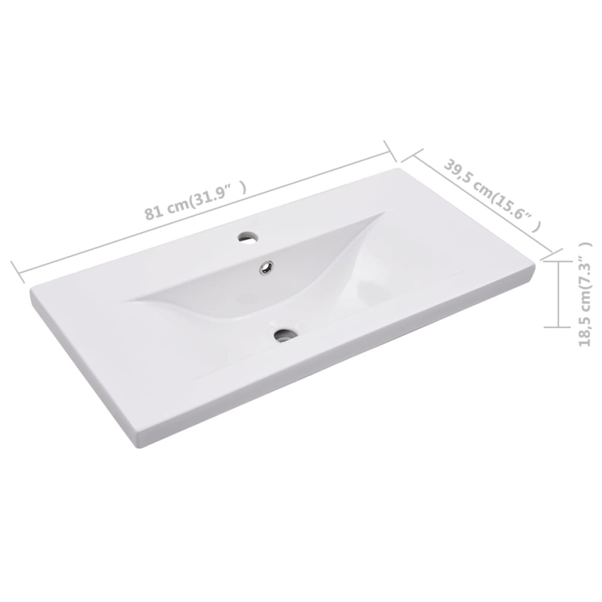 vidaXL Νιπτήρας Ένθετος Λευκός 81 x 39,5 x 18,5 εκ. Κεραμικός